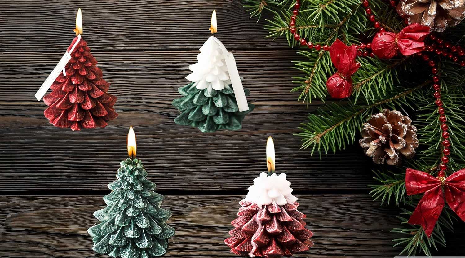 Christmas Tree Candle -Sandalwood Scented Candle 3.5Oz/100G (Red) image number 6