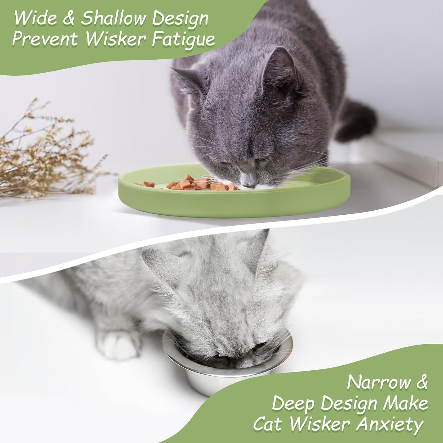 Feeding Bowls for Cats, Non-Slip Cat Bowl, Silicone Flat Feeding Bowl, Cat Bowl for Kittens, Small Dogs
