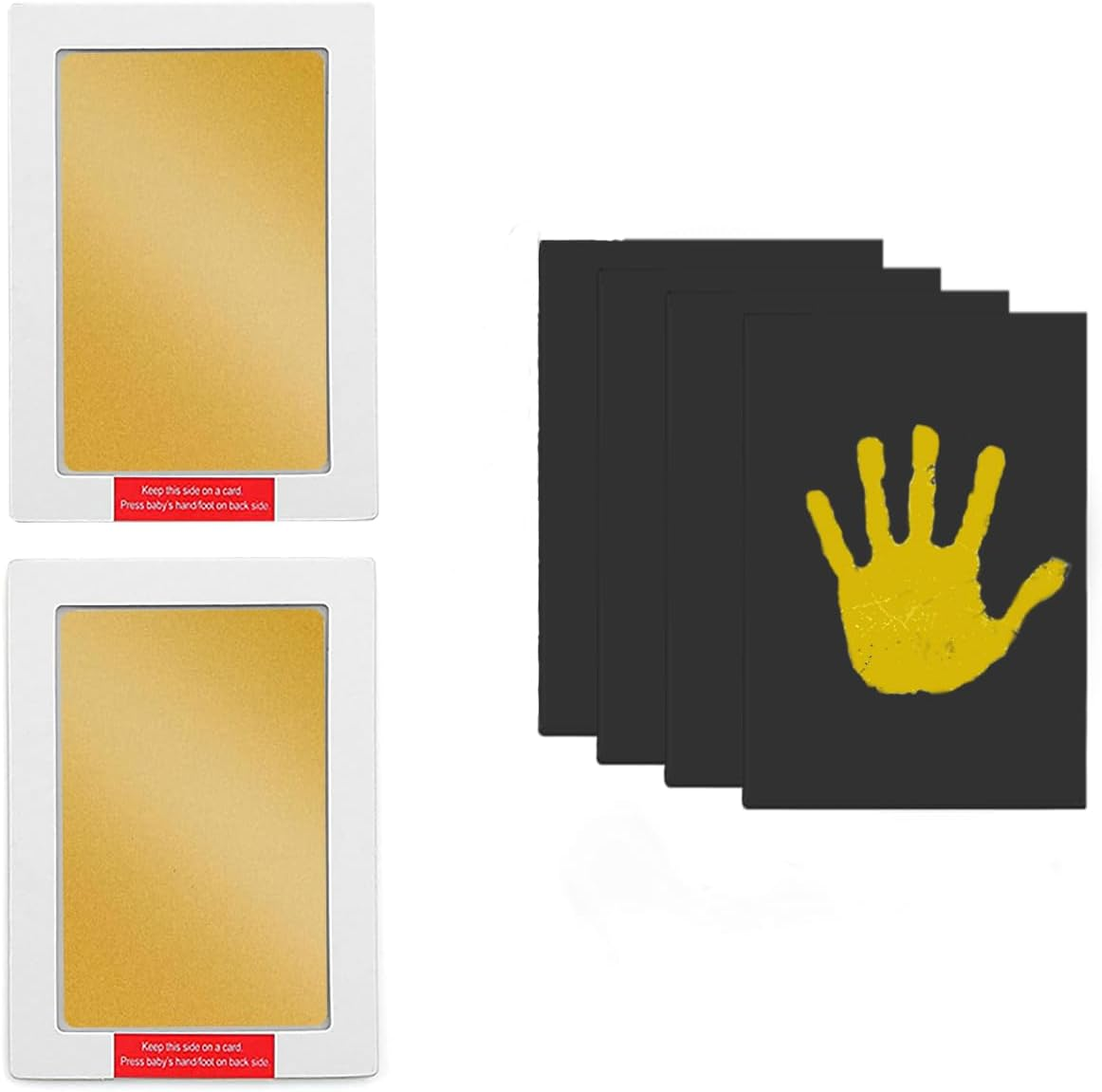 Lelonho 2 Pack Large Inkless Hand and Footprint Kit Clean Touch Ink Pad for Baby Pet Paw Print Kit (2 Orange Ink Pads,4 Imprint Cards)