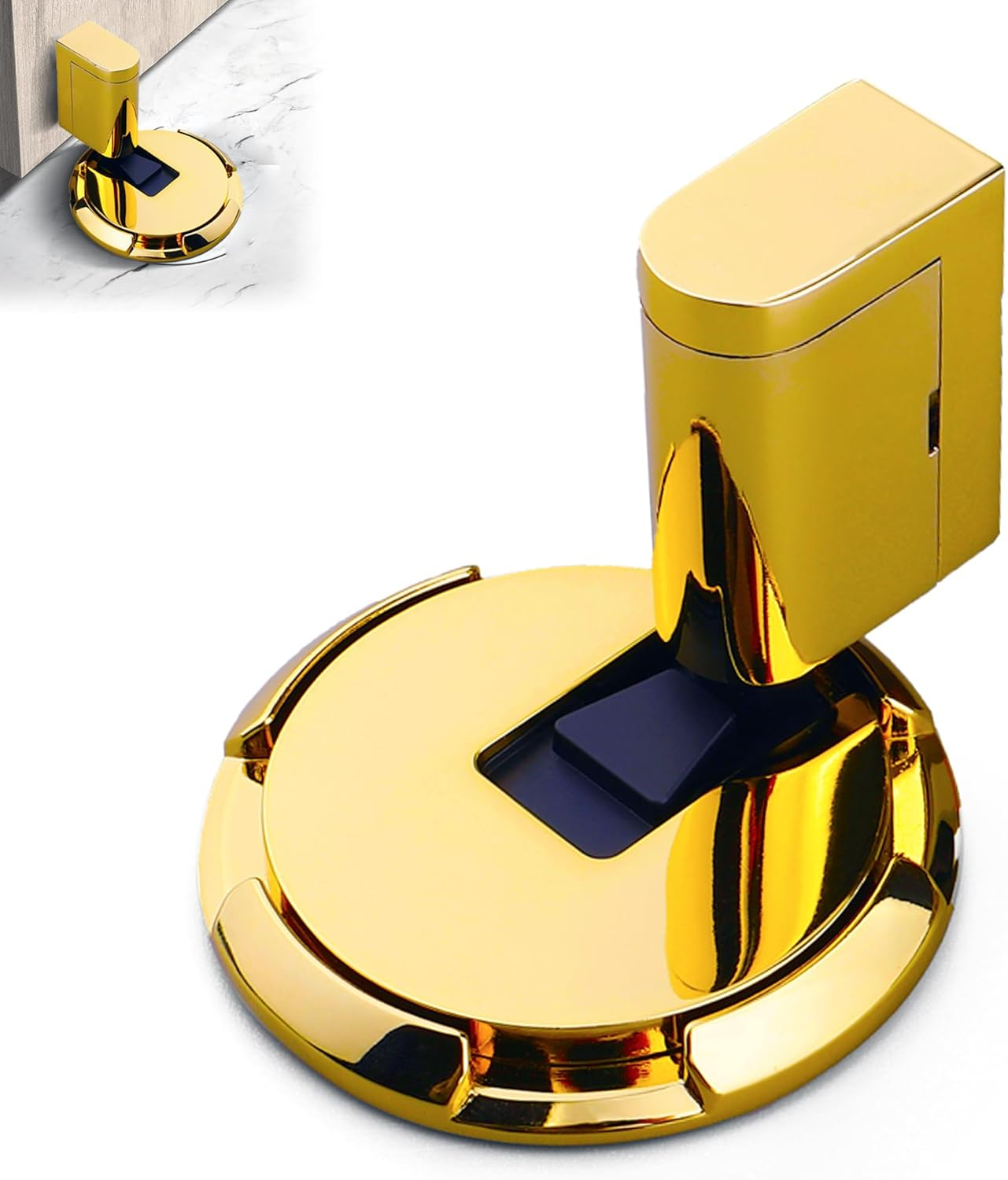 Mechanical Door Stopper - Upgrade with Removable Design, Adjustable Height for Door Gaps, Windproof, Easy Installation with Adhesive Pads or Screws (Golden)