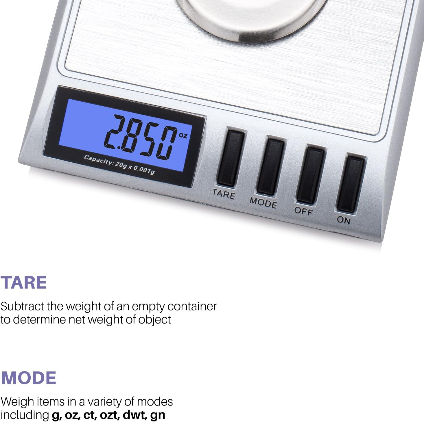 Smart Weigh Gem20-20G X 0.001 Grams, High Precision Digital Milligram Jewelry Scale, Reloading, Jewelry and Gems Scale, Calibration Weights and Tweezers Included image number 1