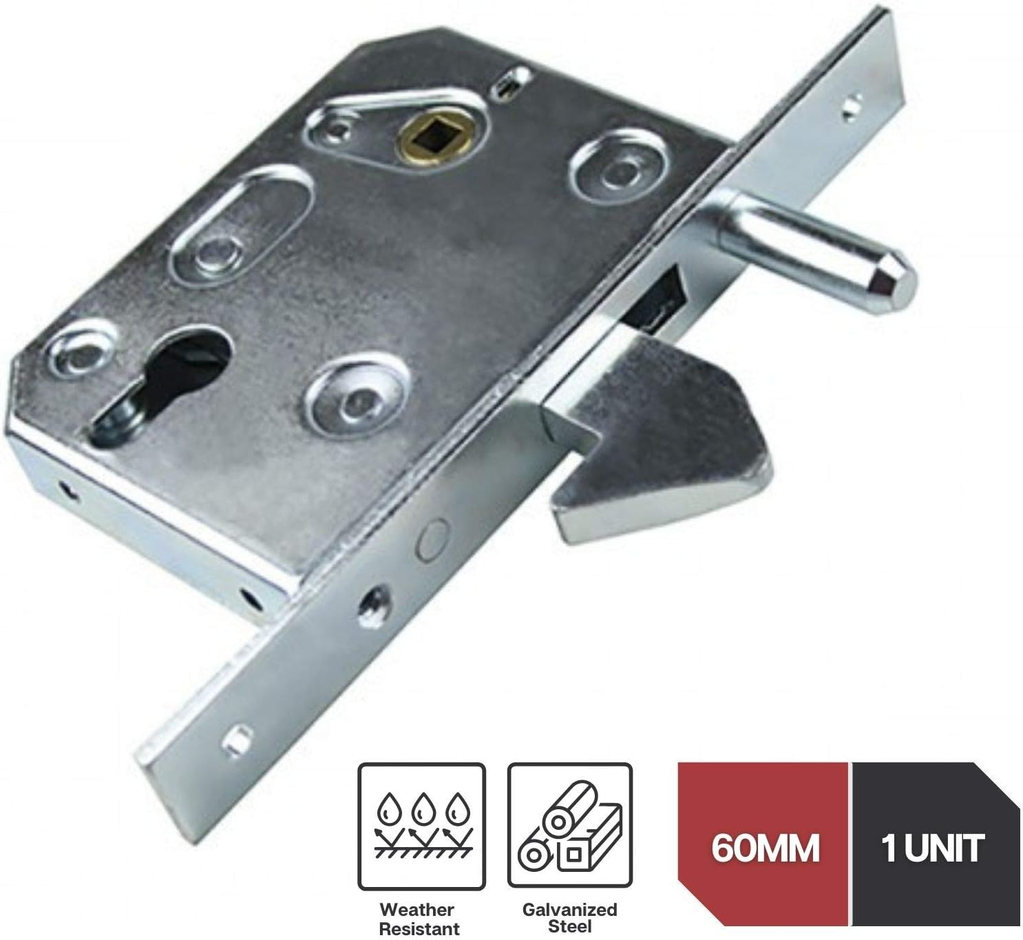 DOJA Industrial Sliding Door Hook Lock 60 Mm 1 Unit Lock Box Sliding Gate Mortice Lock for Door with Guide Screw Hook Latch Lock Sliding Door Lock Hook Latch Lock image number 1