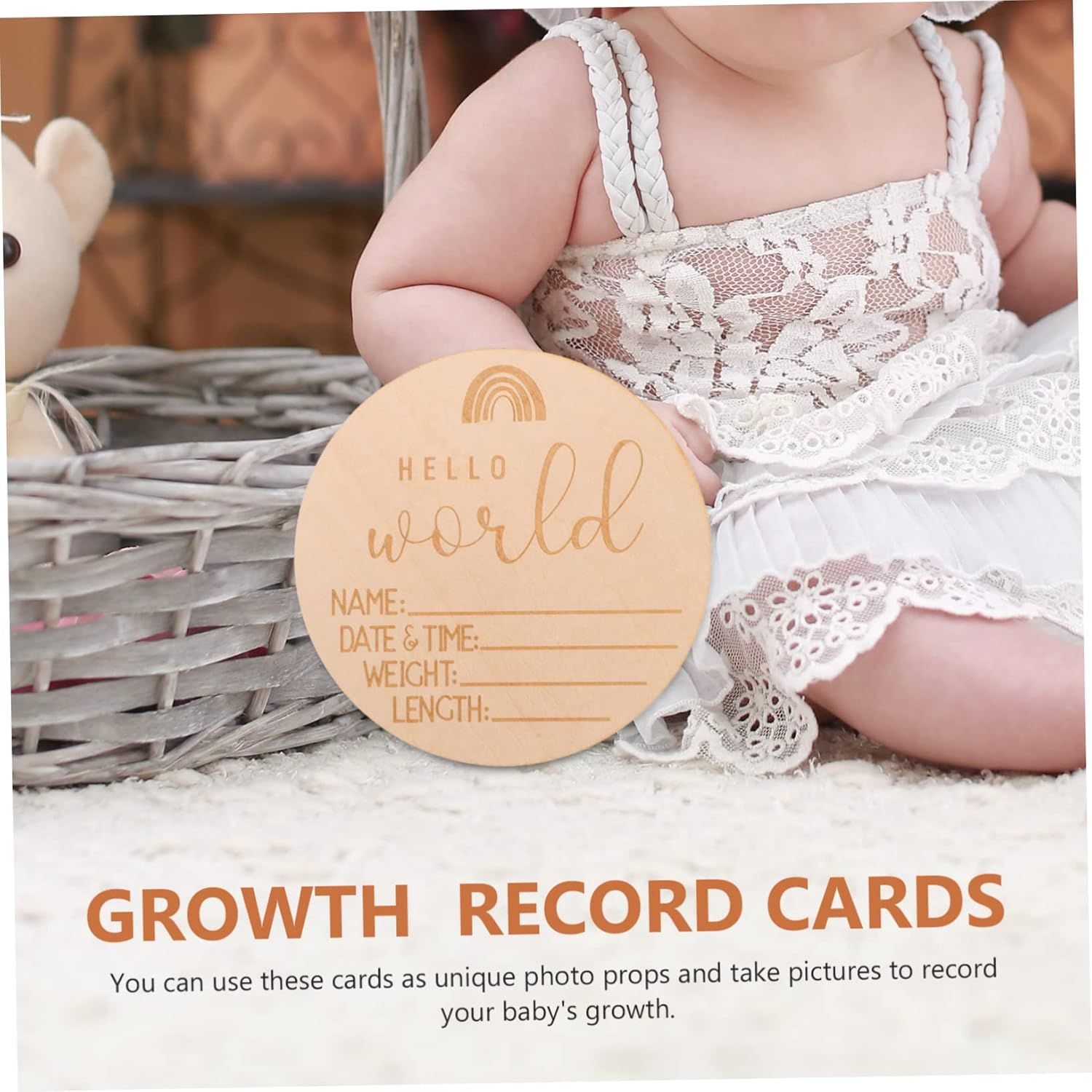 ERINGOGO 5Pcs Newborn Growth Record Cards Announcement Sign for Hospital Keepsake for Shower Photography Cute Tracking Cards image number 3