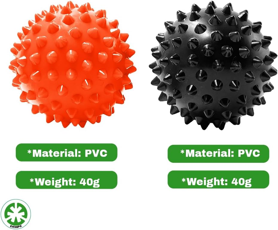 Hard Spikeball Set Duo Pack Trigger Point Massage Balls Alleviate Muscle Pain Hard Spike Ball for Perfect Pressure Point Relief, Plantar Fasciitis Preventer (Orange & Black) image number 4