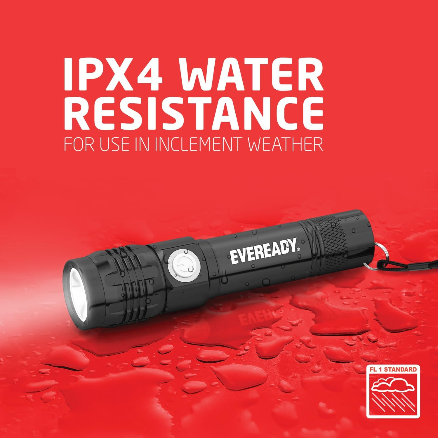 Energizer EVEREADY Rechargeable Flashlight, 500 Lumens, IPX4 Waterproof, Aluminium LED Lamp, Micro USB Charging Cable Included image number 4