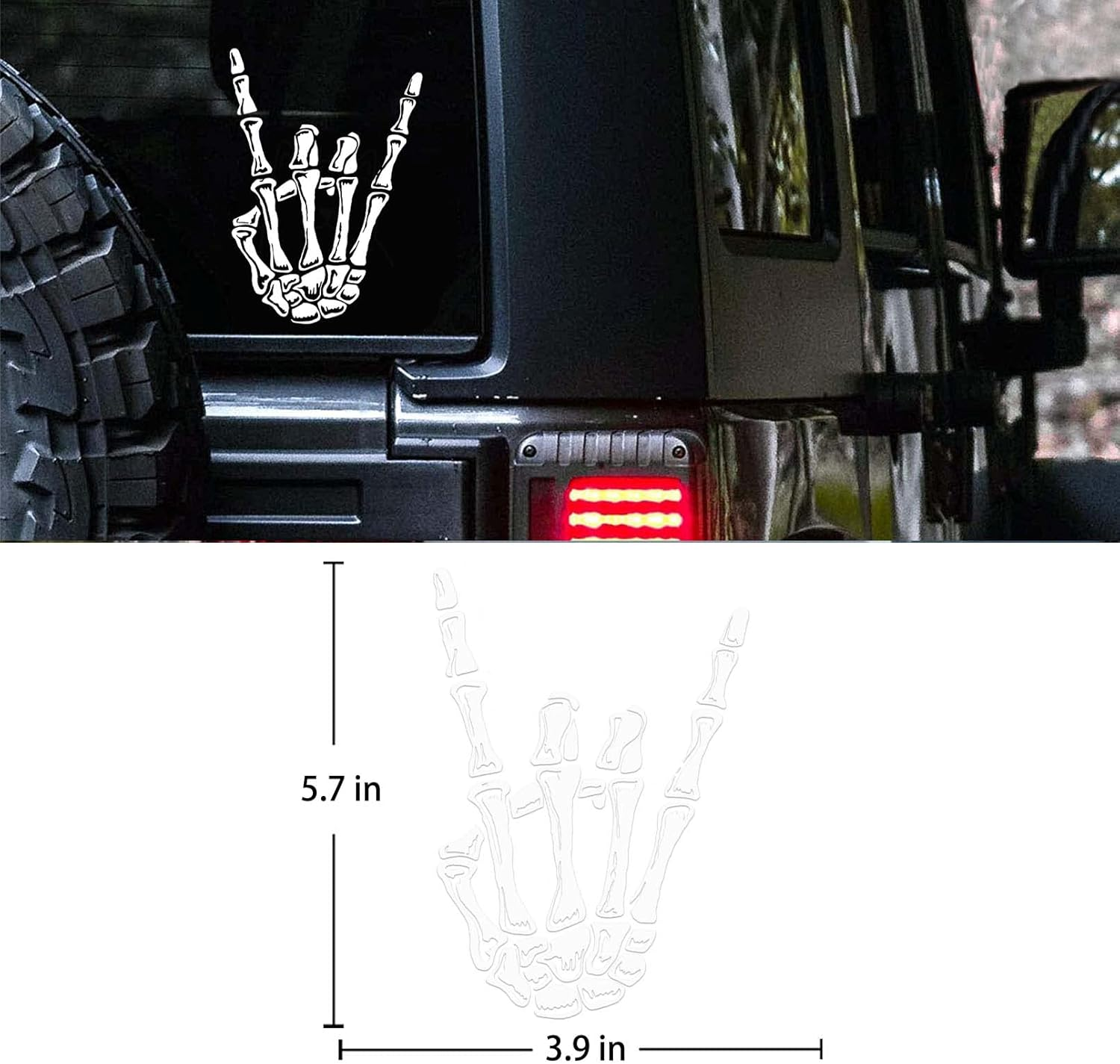 Rock on Skeleton Hand Sticker, Rock N Roll Gesture Decal, Mental Horns Sticker for Car Truck Jeep Window image number 3