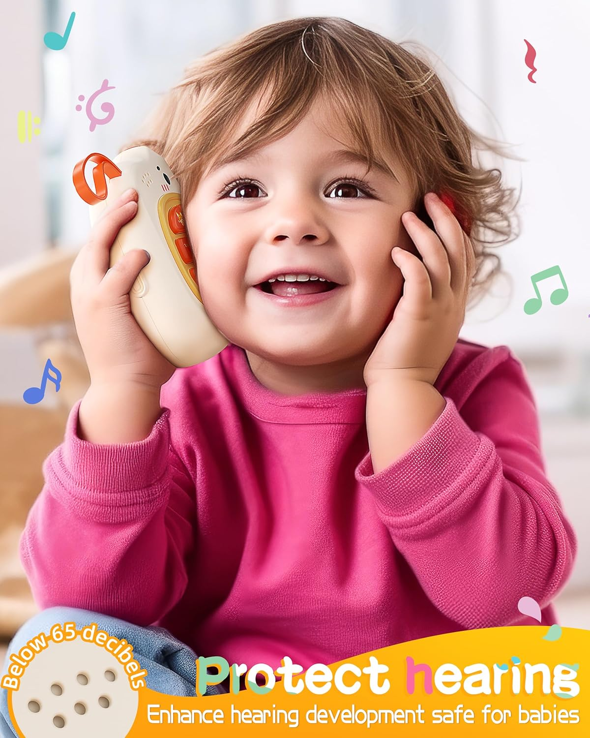 Jovow Baby Phone with Music for Toddler, Montessori Busy Board, Kids Sensory Board, Early Educational Toy for Toddlers 1-3, Motor Skills Developmental Toy for 0-6-12-18 Month Age image number 2