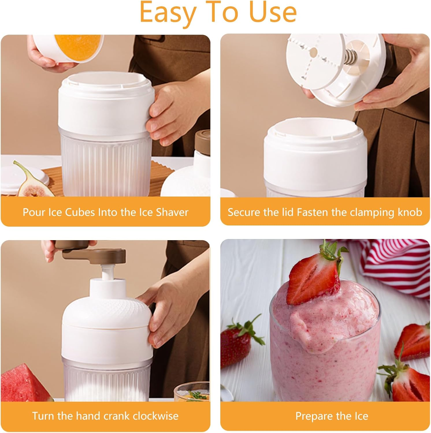 Manual Ice Shaver &ndash; High-Efficiency, No-Electric Ice Crusher & Snow Cone Maker with 2 Ice Trays, Ideal for Camping & Home Use image number 3