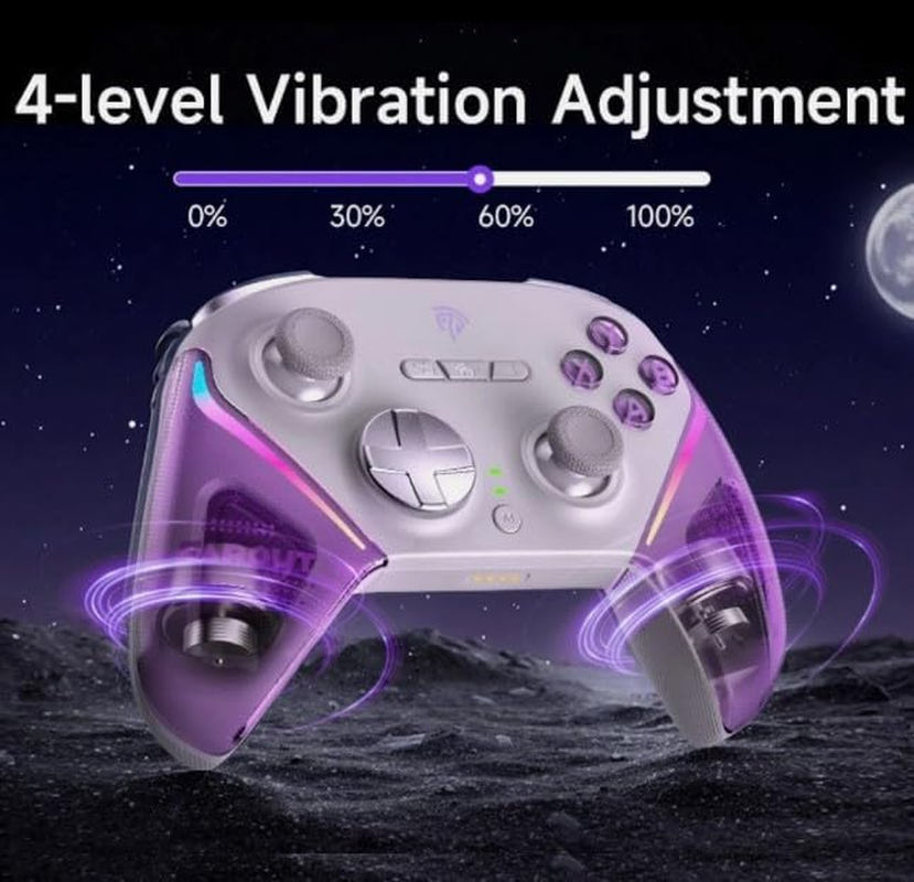 Easysmx D10 Game Controller - Enhanced Wireless Bluetooth Controller with Advanced TMR Sticks / 2-Way Trigger Lock/Intelligent Charging Dock/Mecha-Tactile Buttons - Multi-Platform Compatible (Purple) image number 3