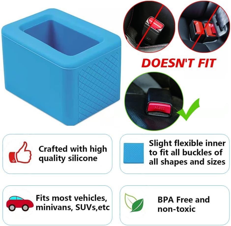 2 PCS Car Seat Belt Buckle Holder Durable Silicone Material Easy Access to the Buckles of Rear Seats Car Seatbelt Holder Makes Receptacle Upright Buckling for Easy Access Fit Most Car (Blue) image number 5