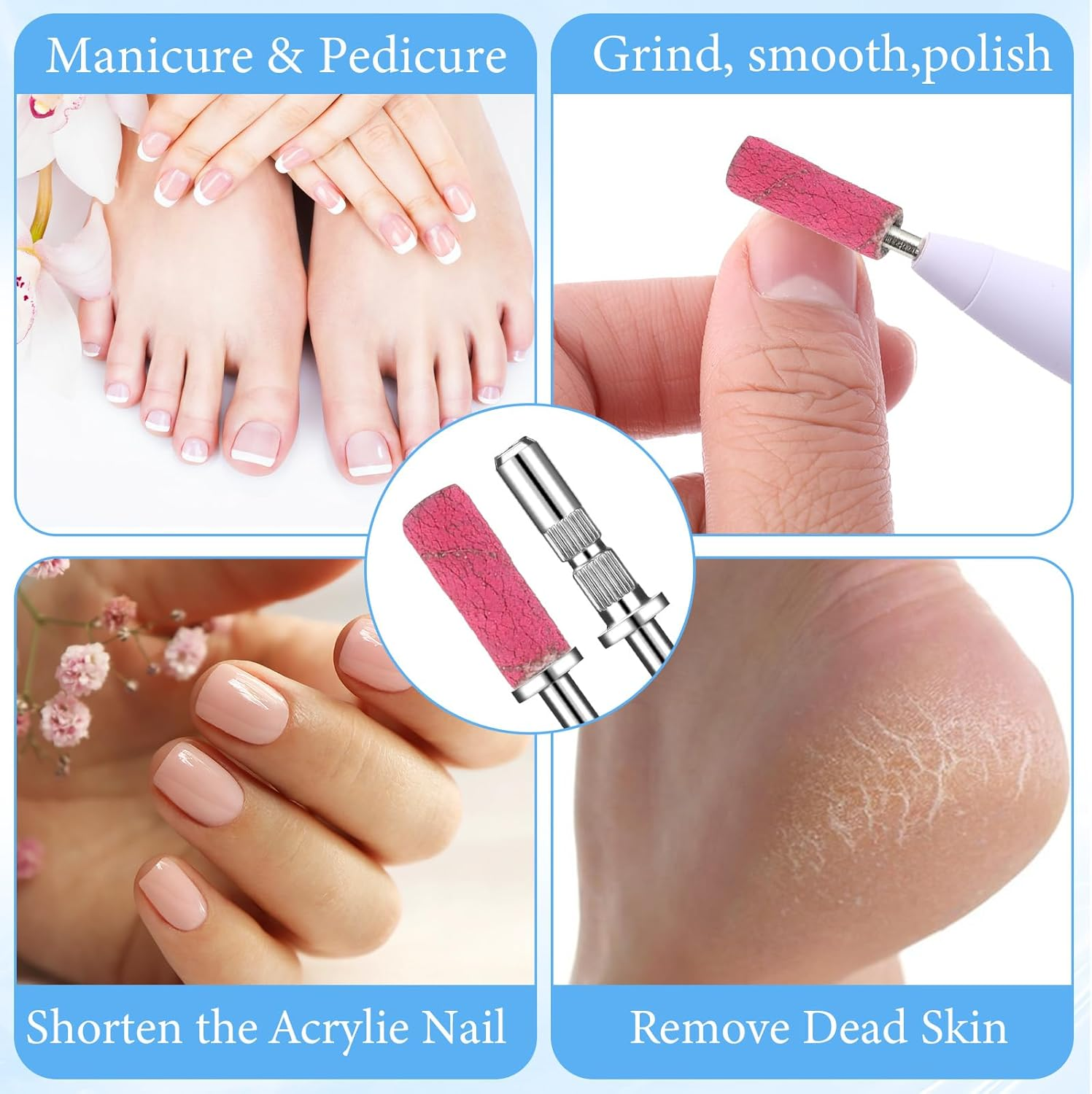 4 Pcs Small Mandrel Nail Bit, 3 Mm Mandrel Nail Drill Bit Sanding Bits for Nails Drill Sanding Band Nails Drills Bits for Electric File Sanders Manicure Pedicures Tool Home Salon (Sliver) image number 2