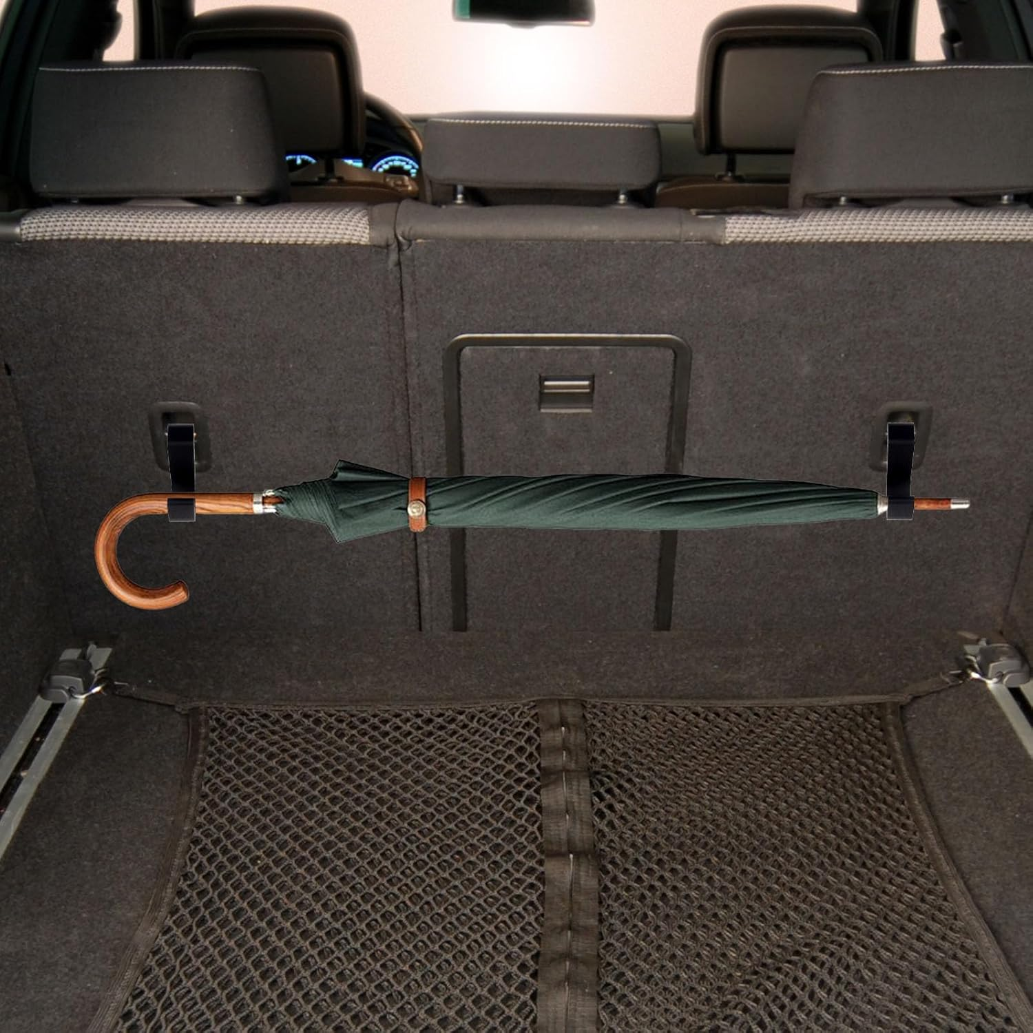 2Pcs Black Car Umbrella Hooks, Universal Car Umbrellas Holders Storage Hookclip Seat Headrest Hooks for Any Vehicle image number 4