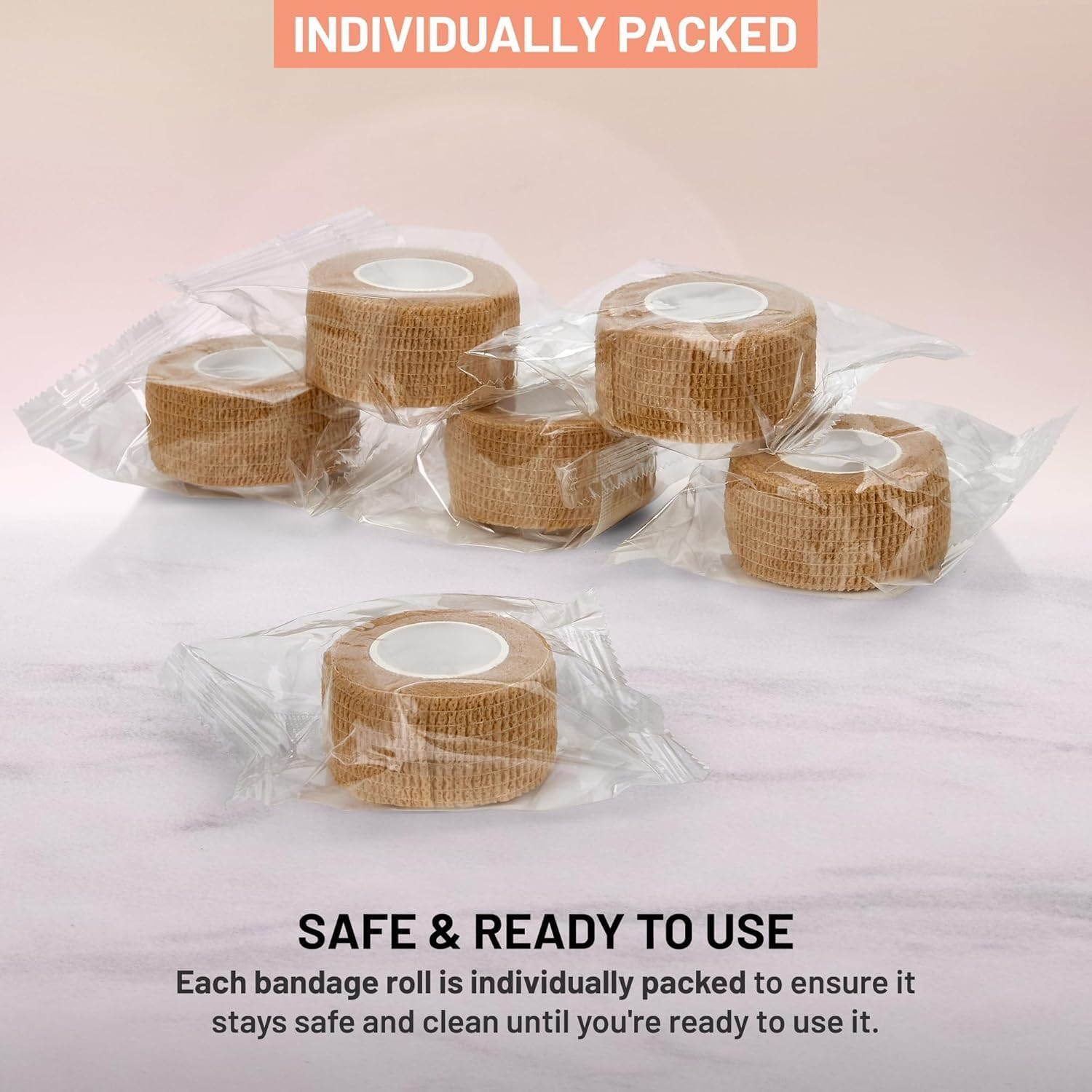 12 Rolls Self Adherent Wrap Tape, 1'' X 5Yards Medical Cohesive Bandages Flexible Stretch Breathable Wrap Rolls, Athletic Strong Elastic First Aid Tape for Sprain Swelling Sports image number 6