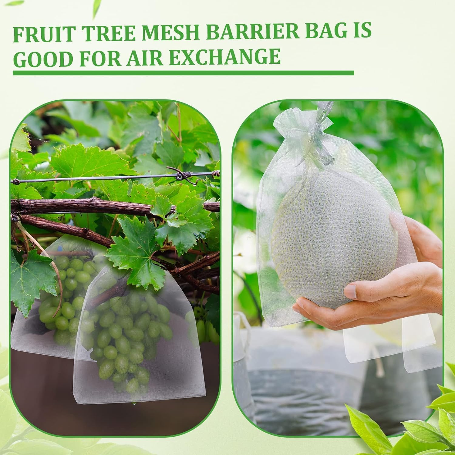 Fruit Protection Netting Bags with Drawstring - White Organza Cover Mesh for Garden Tree - Fruit Cover image number 1