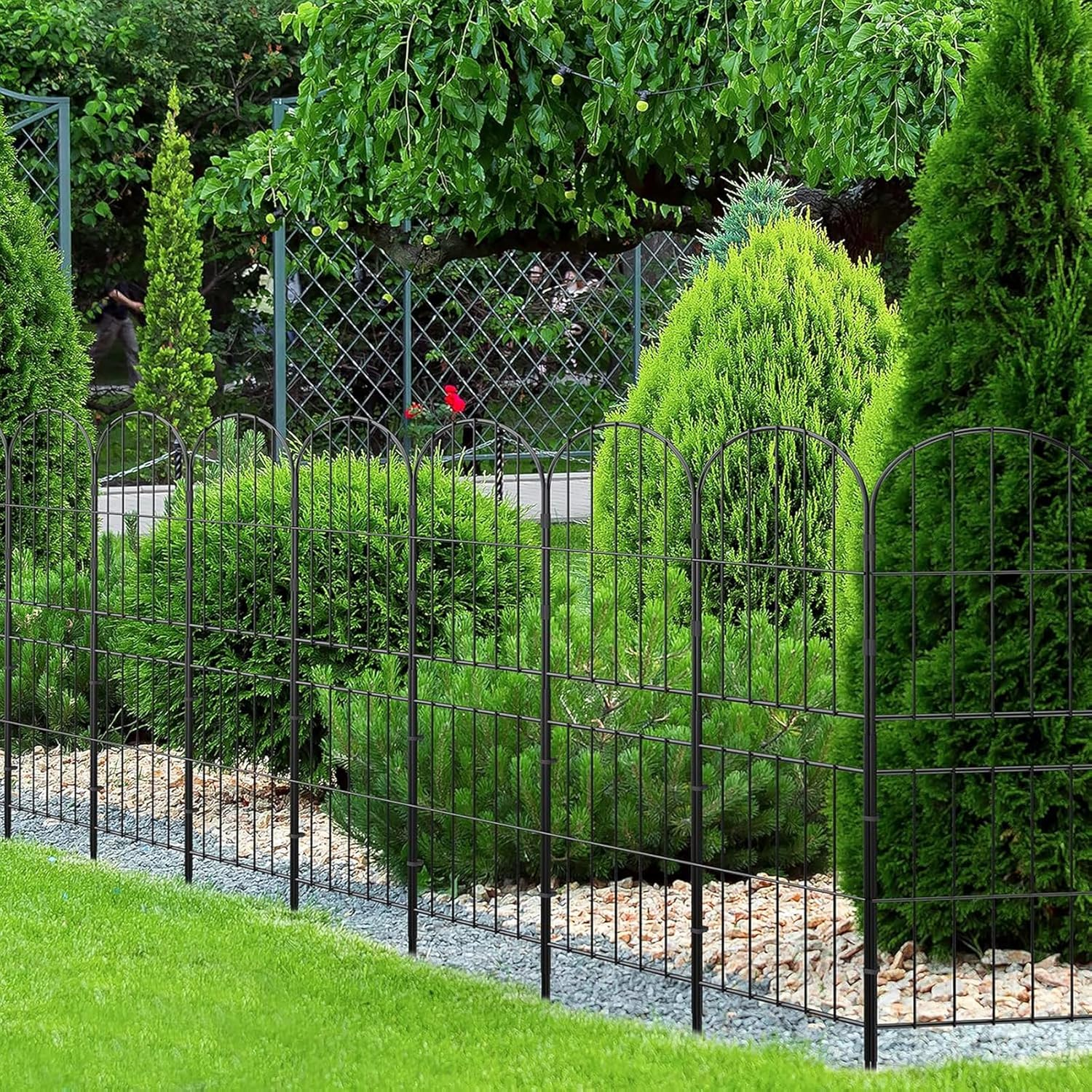 Decorative Garden Fence Fencing 10 Pack, Rustproof Metal Wire Panel Border Animal Barrier for Dog, Flower Edging for Yard Landscape Patio Outdoor Decor, Arched 92Cm*330Cm image number 3