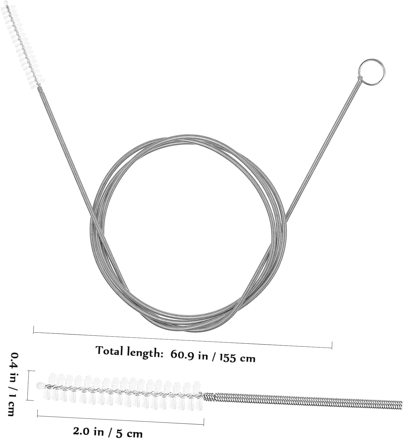 Healvian 2Pcs Drain Unclogger Tools Long Wire Flexible Tube Baseboard Crevice Brush for Kitchen Drain Cleaning image number 4