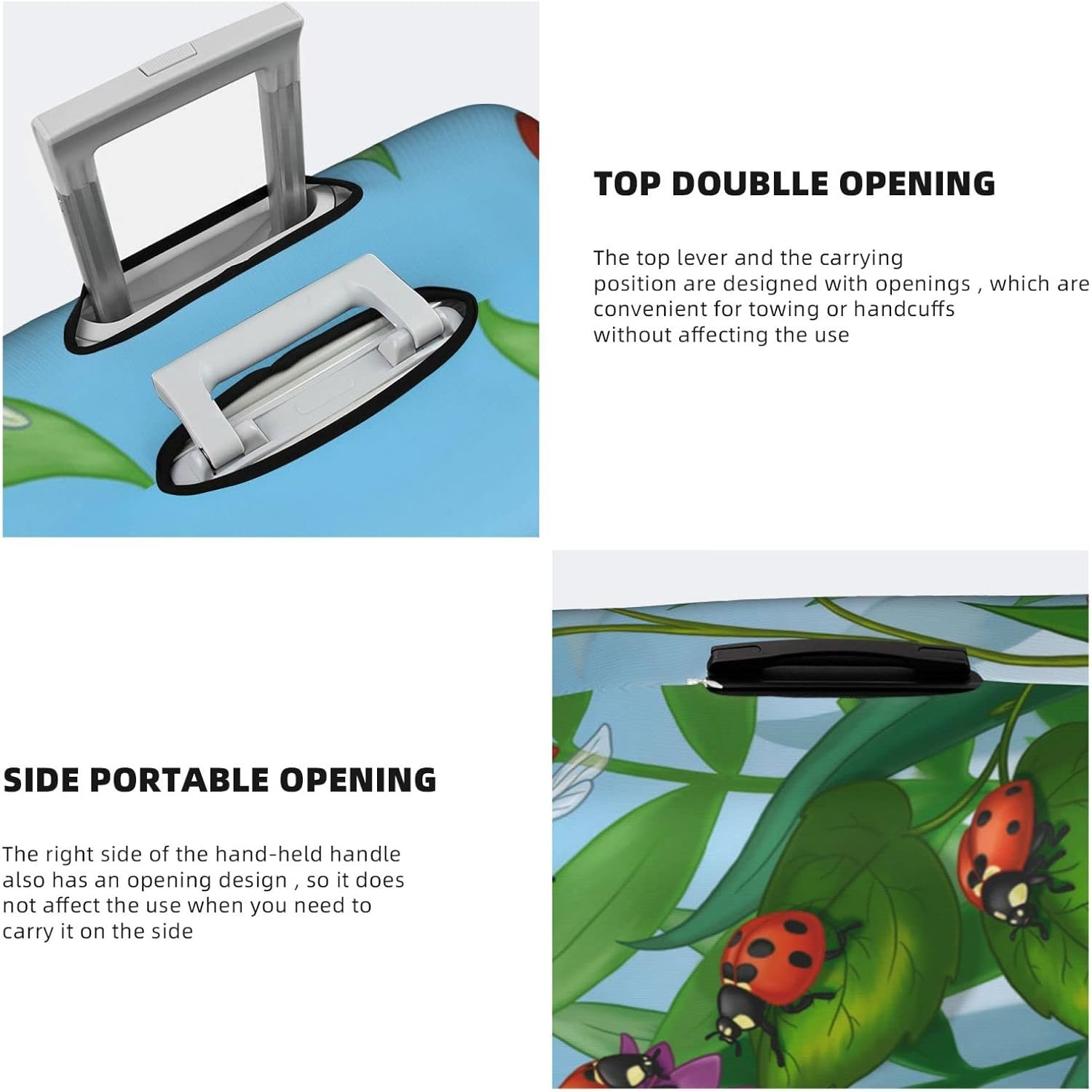 Obabo Butterfly Purple Travel Luggage Cover,Washable Suitcase Cover Protector Anti-Scratch Suitcase Cover Fits 18-32 In, Ladybug, X-Large image number 1