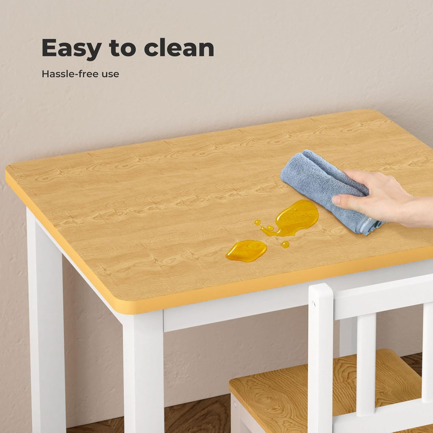 Bopeep Kids Table and 2 Chairs Set, Pine Wooden Study Play Desk Children Activity, Reading, Arts, Crafts, Snack Time, Homework, Playroom, Furniture Set for Daycare Playroom, Boys & Girls, 3 Pieces Set image number 2