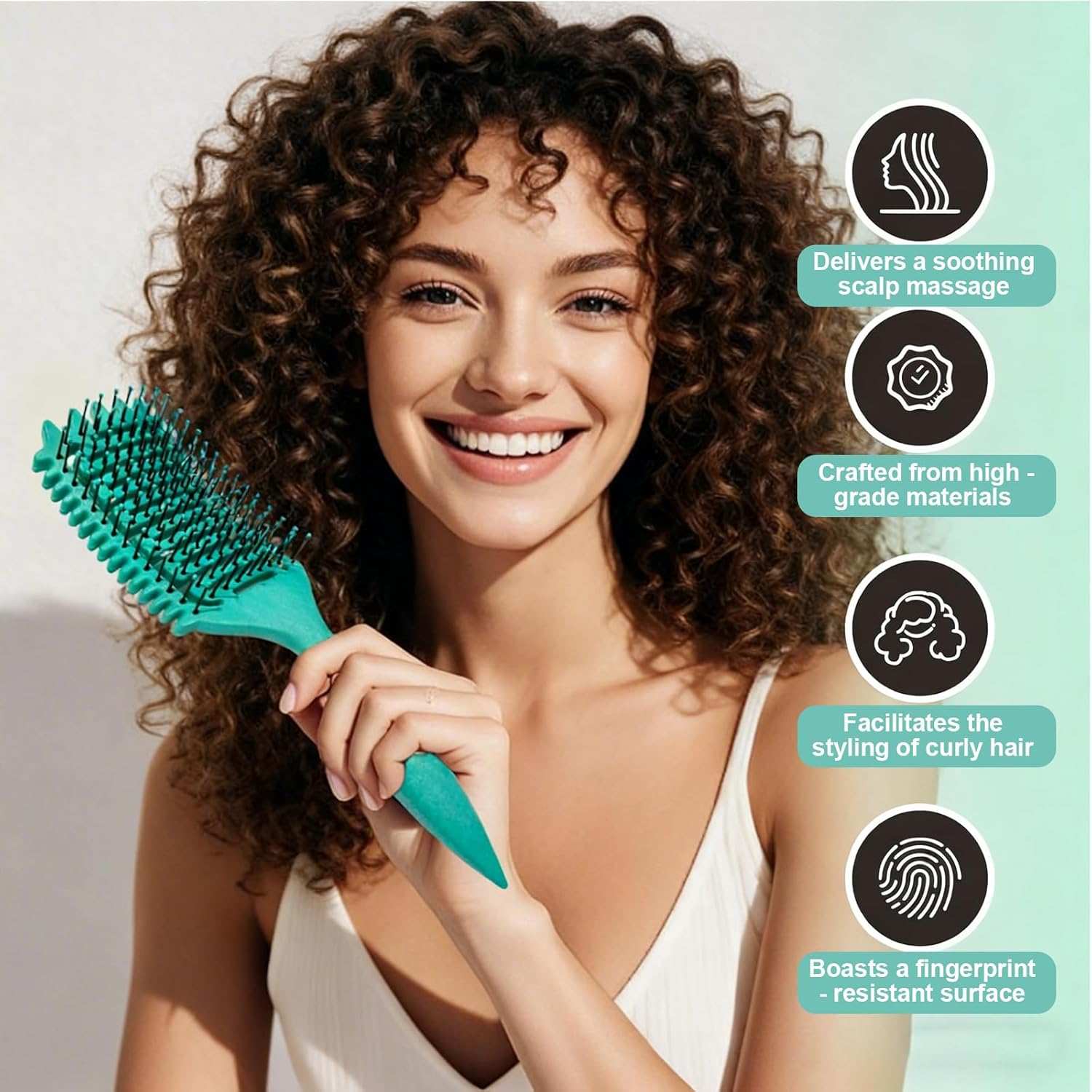 CHARMNAIL Curl Definition Brush, Curly/Aerated Hair Brush, Detangles & Defines Curls, Green PP Solid Lightweight 24.2&times;6.8&times;3.6Cm, for Daily/Local Care image number 3