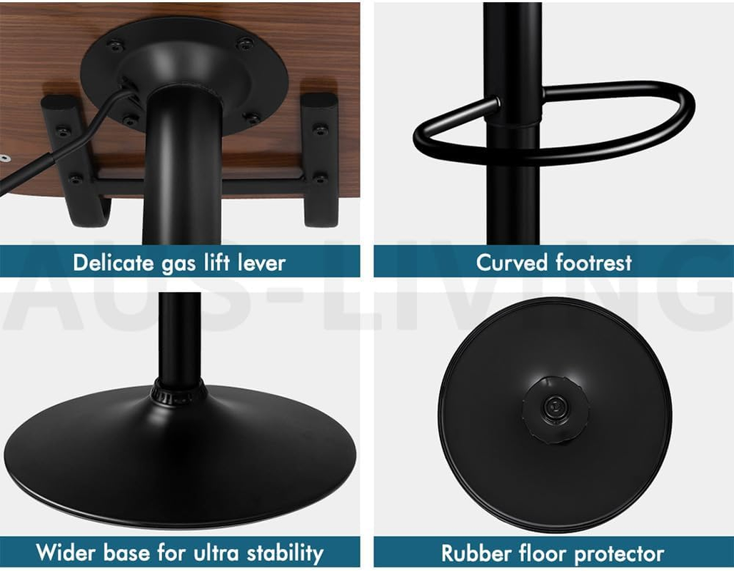 ALFORDSON Bar Stools, 2 Pcs Kayla Swivel Counter Barstool with Anti-Slip Floor Protector, Adjustable Kitchen Stool, Wooden Dining Chair in 62.5-84Cm Seat Height for Home Bar Dining Room image number 1