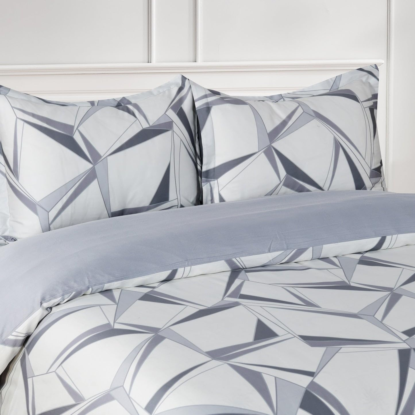 Majestic Giftware Madison Linen 6-Piece Queen Size Duvet Bedding Set (BL500-Q-2) | Tokyo Comfort - Ash 300 Thread Count Cotton Sateen | 1 Fitted Sheet, 1 Duvet, 4 Pillowcases | Soft & Luxurious