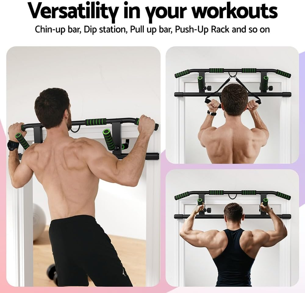 Everfit Multi-Grip Doorway Pull up Bar - 200KG Heavy Duty Chin up Bar with 2 Resistance Bands & Anti-Slip System for Home Gym Full Body Workout image number 3