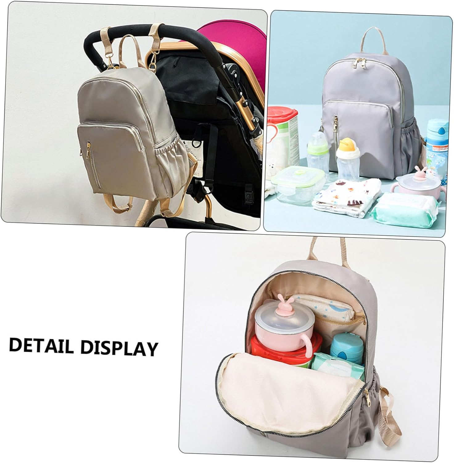 Nursery Backpack Stroller Organizer Pram Pouch Diaper Bag for Travel Bottle Bag image number 4