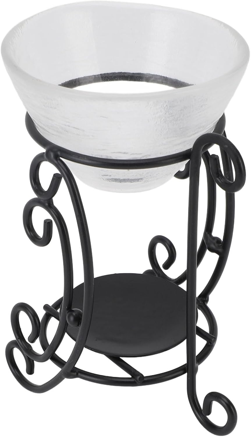 Essential Oil Burner, Metal Iron Glass Wax Melt Burner for Stress Relief, Meditation, Home Decoration Tealight Candle Holder image number 2