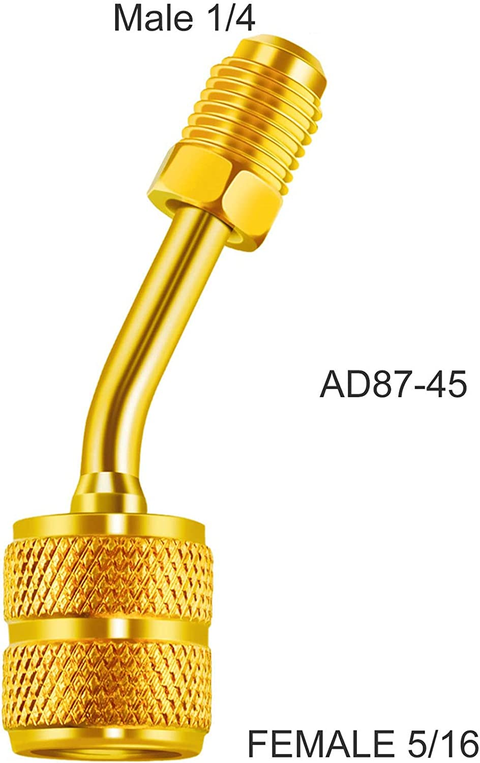 Chinco 2 Pcs R410A Adapter for Mini Split Charging Adapter Vacuum Port with Thimble 5/16 Inch Female Quick Coupler to 1/4 Inch Male Flare for Air Conditioner HVAC Refrigeration (45&deg; Angle) image number 6