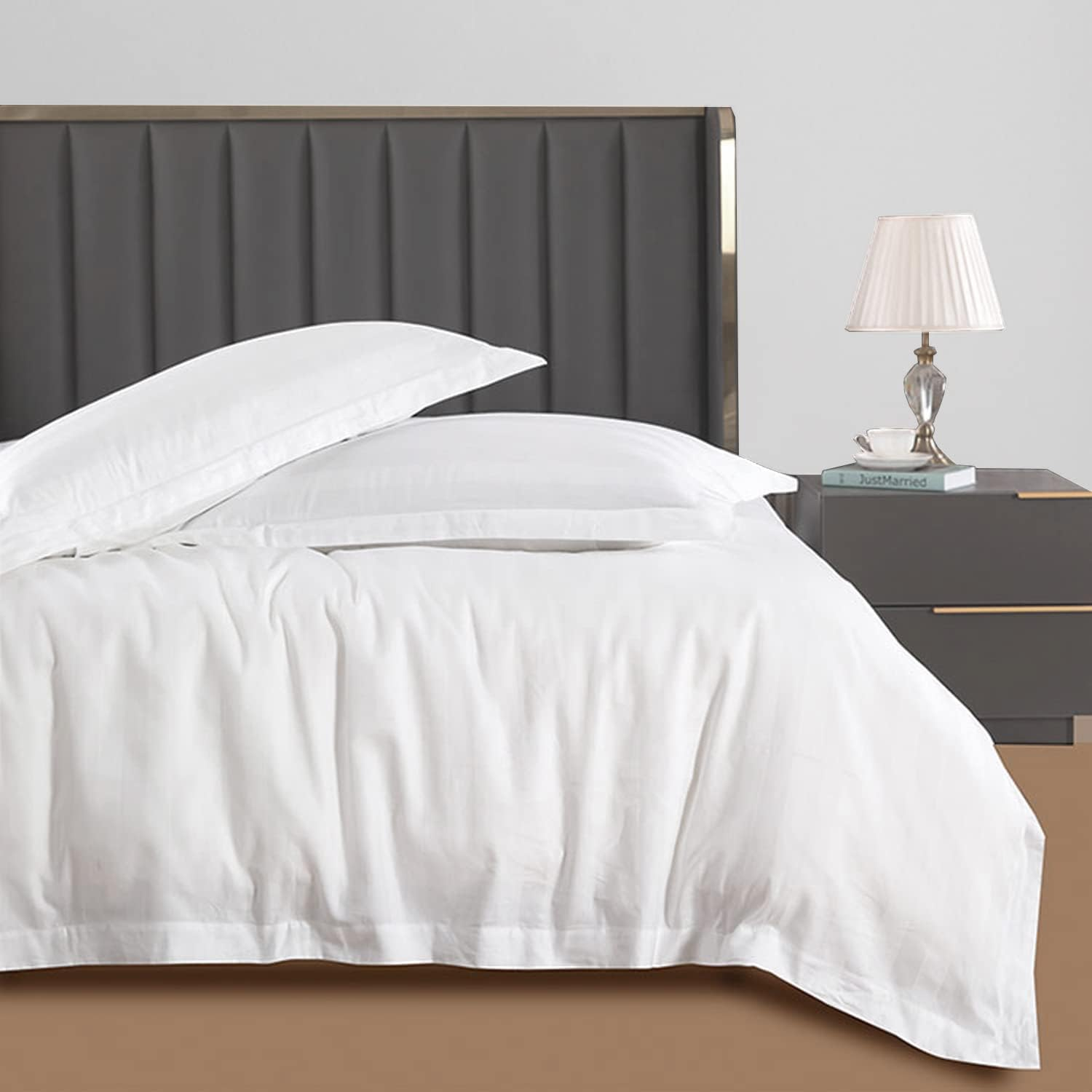 VEJESIME Duvet Cover Set, 3 Sided Zipper Duvet Cover, 100% Cotton Duvet Cover 3 Pieces with One Duvet Cover,Two Pillowcase, Triple-Zip System for Simple Changing Duvet Cover (King+2Pillw Shams) image number 5