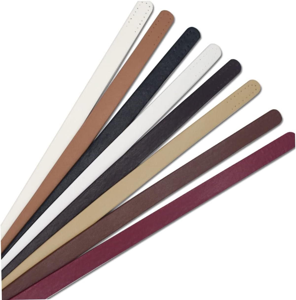 LALAFINA 4Pcs Pu Leather Handbag Handles Replacement Strap Bag Belt for Women Tote Bag Handstitch Porous DIY Pouch image number 6