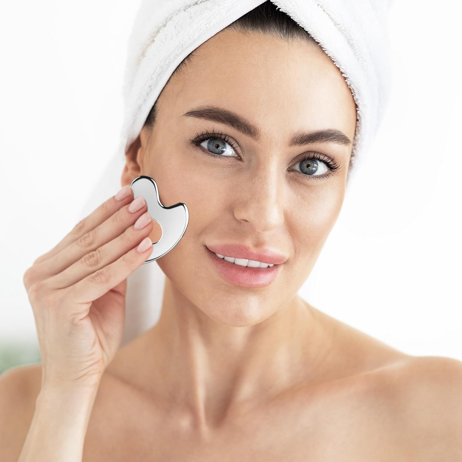 BTYMS Gua Sha Facial Tools Stainless Steel, Heart Shaped Guasha Tool with Hole, Metal Face Sculpting Tool Skin Care Massage Scraper image number 3