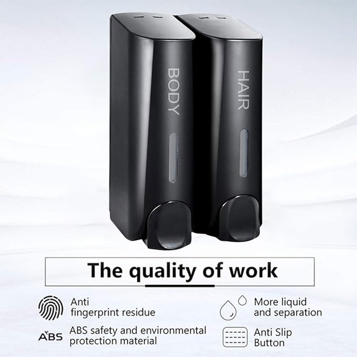 AIMALL 1/2/3Pcs Wall-Mounted Soap Dispenser for Bathroom and Kitchen, Chamber Shampoo, Shower Gel, and Hand Soap Holder, ABS Plastic, 350Ml Capacity - White-Double image number 2