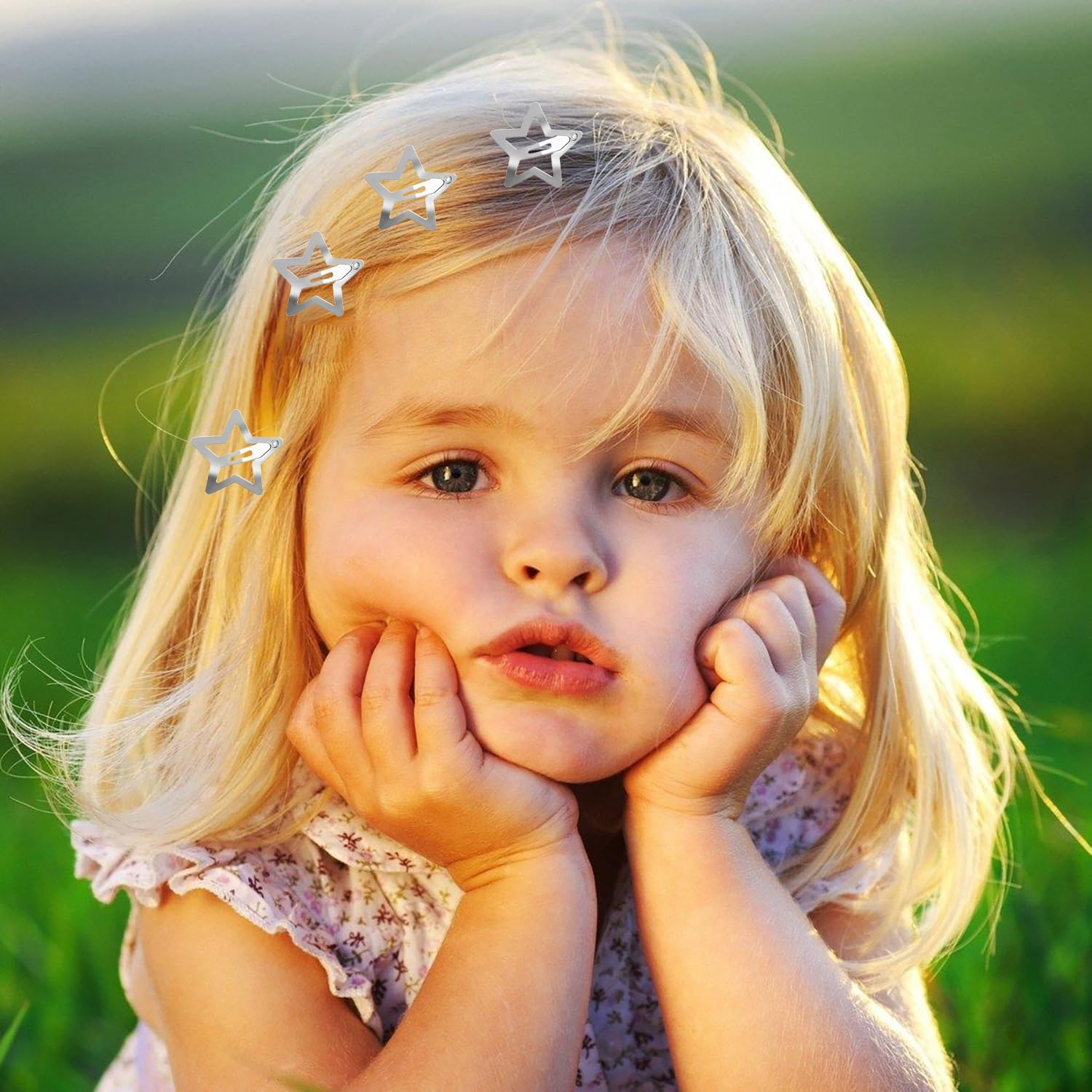 YPYMOD Pack of 20 Metal Star Hair Clips with Snap Closure, Silver, Cute Small Hair Clips, Hollowed Star Hair Pin for Children, Girls and Women, 3.2 Cm image number 3