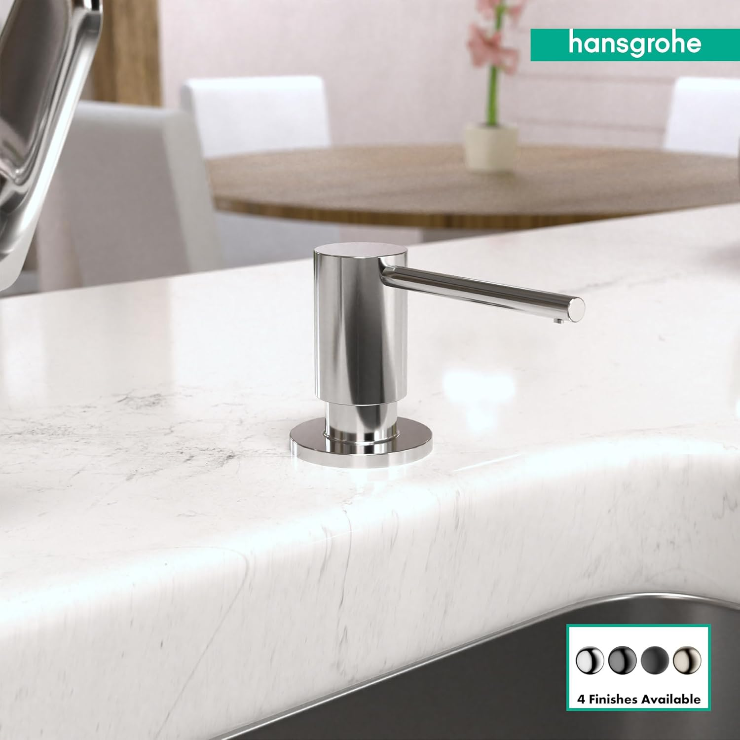 Hansgrohe Bath and Kitchen Sink Soap Dispenser, Focus 3-Inch, Modern Soap Dispenser in Chrome, 40438001 - Matte Black image number 5