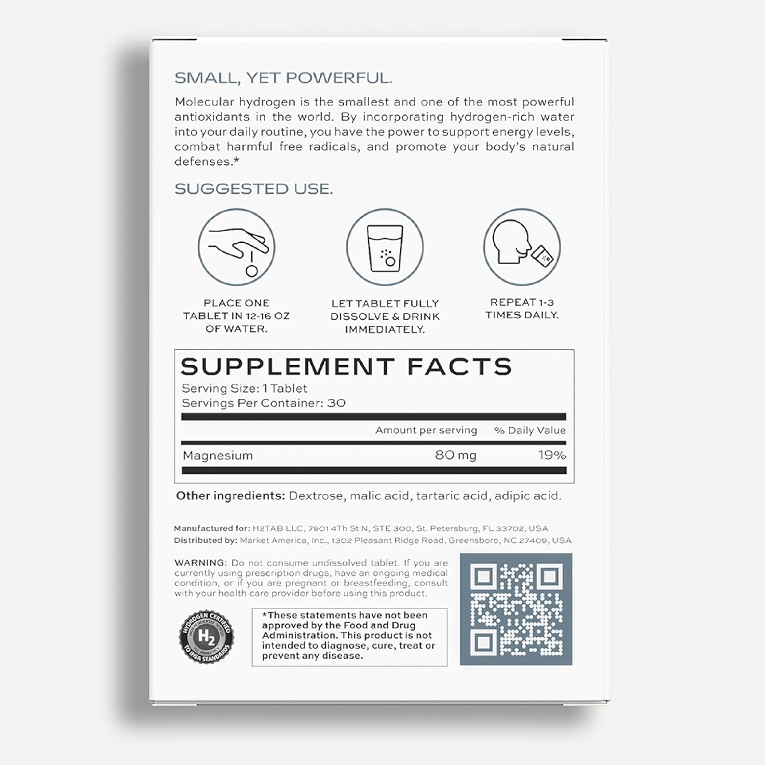 Molecular H2TAB Hydrogen Tablets with Magnesium -12 PPM Hydrogen Tablets for Drinking Water -Rich in Antioxidants, Supports Cellular Health, Recovery & Cognitive Function (30 Counts, Unflavored) image number 5