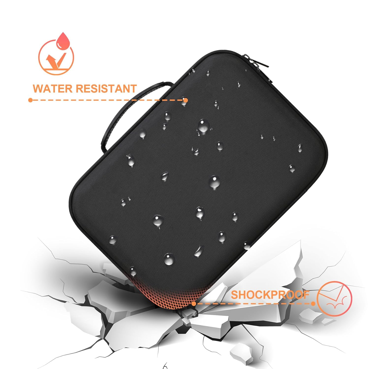 BOVKE Hard Case for Smart Nebulizer for Breathing Problems, Desktop Inhaler Nebulizer for Home Use, Storage Bag for Digital Asthma Nebulizer Machine for Adults and Kids, Space for Masks, Cables, Black image number 4