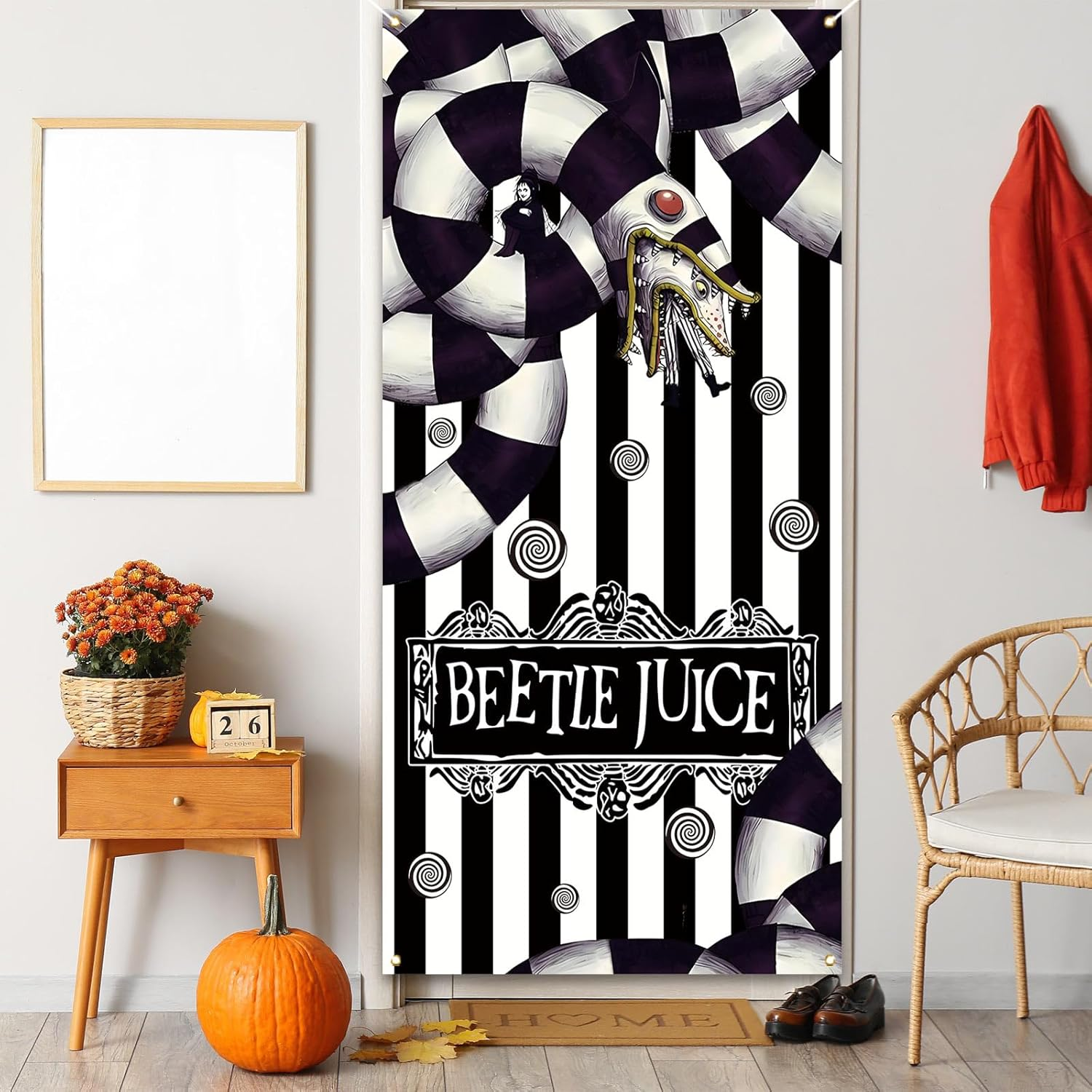 Scary Creepy Halloween Door Cover Halloween Photo Backdrop Birthday Party Decorations and Supplies for Home image number 5