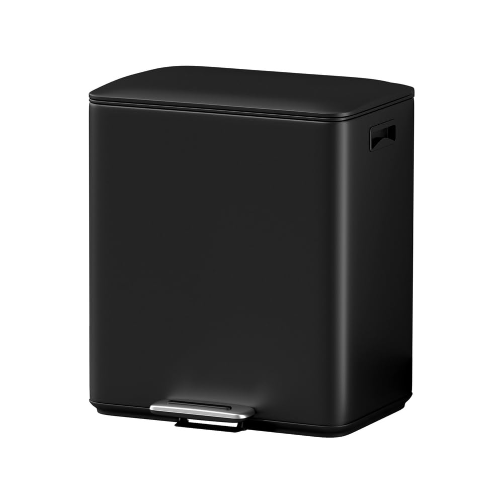 Cefito Pedal Bins Rubbish Bin Dual Compartment Waste Recycle Dustbins 40L Black image number 3