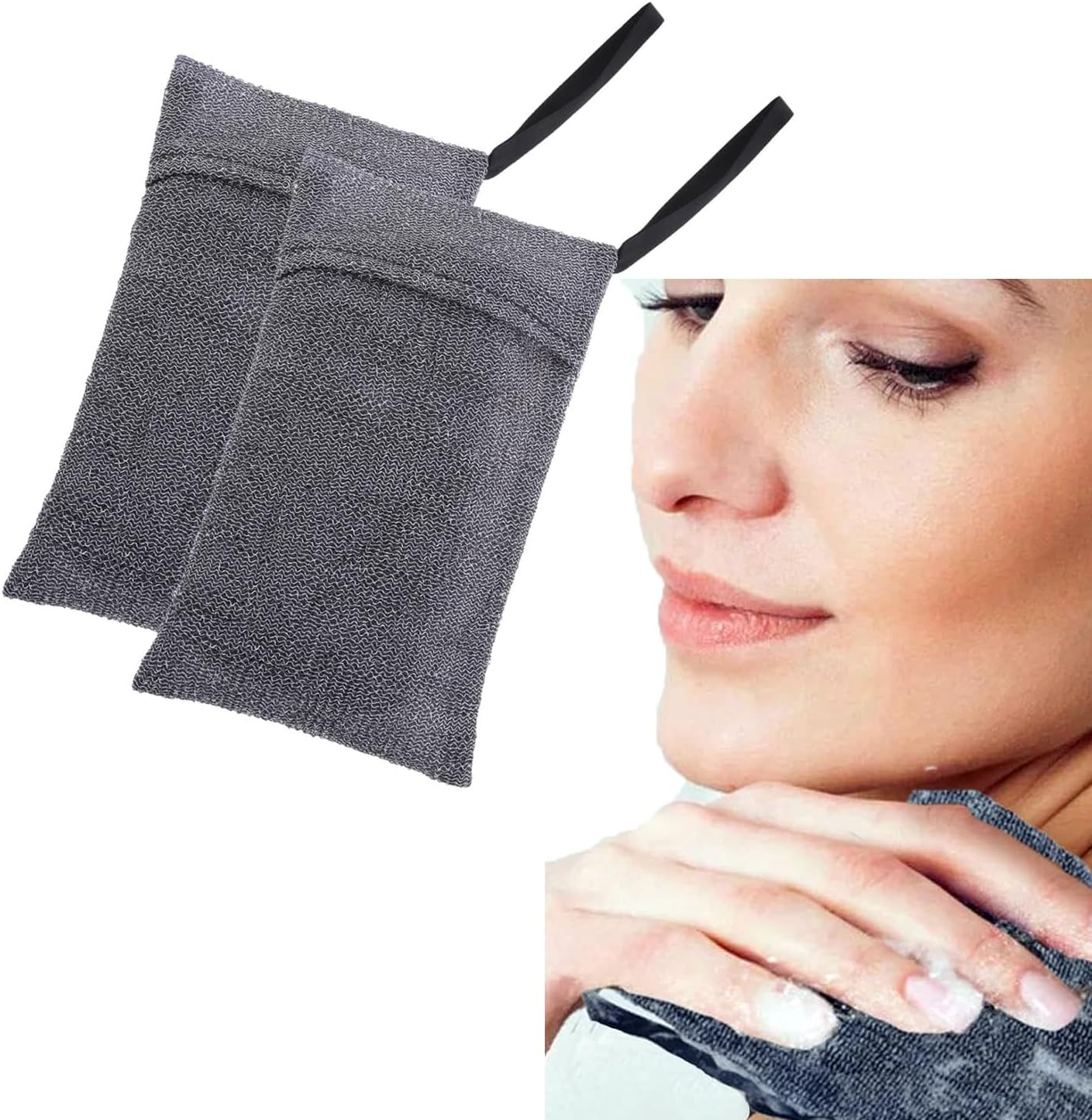 SOVYOULIVE 2 Pieces Different Roughness Soap Pouch and Soap Saver Pocket for Use in Shower, Body Scrubber Shower Sponge, Premium Exfoliating Soap Bag image number 2