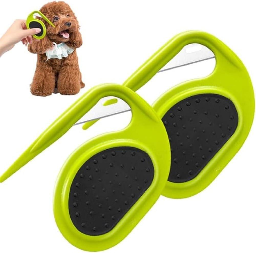 2Pcs Grooming Knife for Long-Haired Pets, Remove Clumps,Pet Knotting Massage Comb,3 In1 Multifunctional Dog Comb for Removing Tangled and Loose Hair (Green, One Size) image number 5
