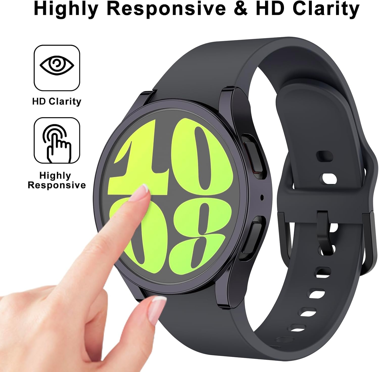 [4-Pack] Meliya for Samsung Galaxy Watch 6 40Mm Screen Protector Case, Soft TPU Full around Protective Bumpers Cover for Samsung Galaxy Watch 6 40Mm (40Mm, Black+Blue+Gray+Clear)