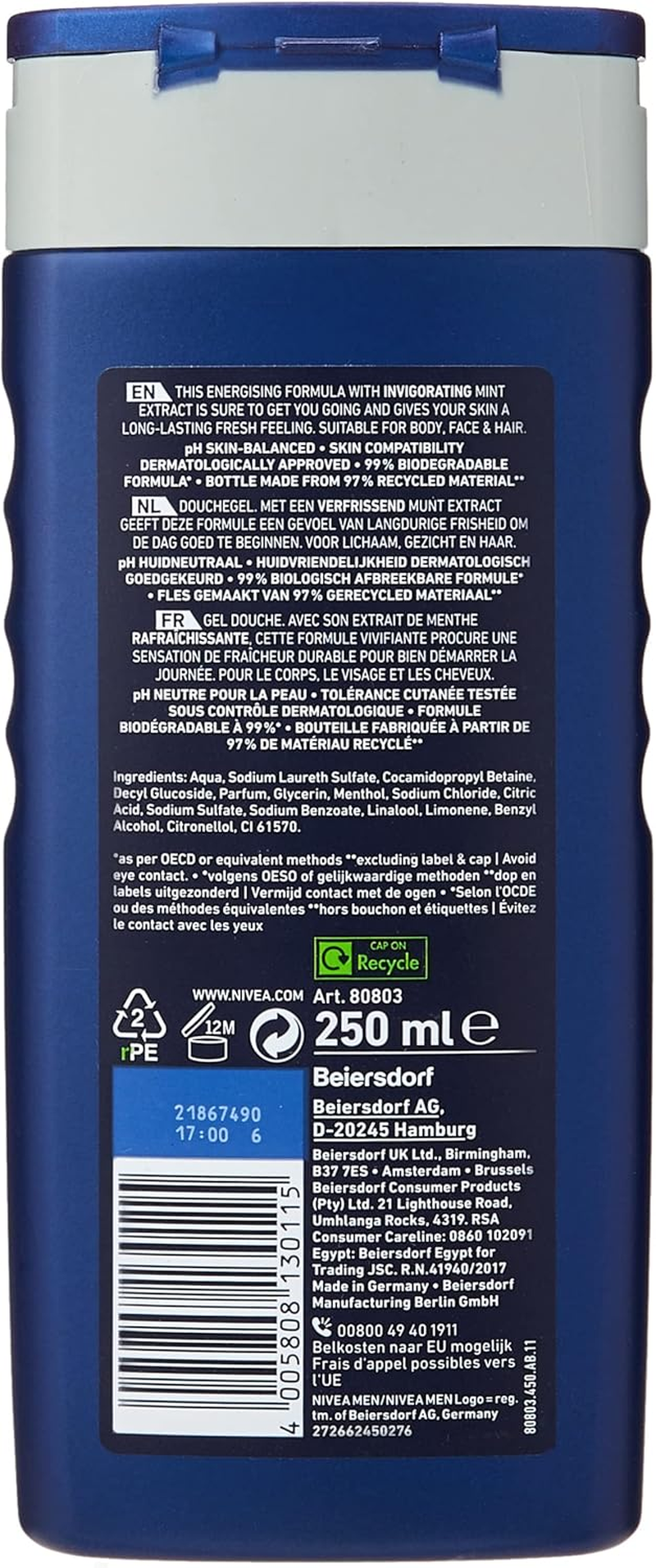 Nivea for Men Energy Shower 250Ml image number 3