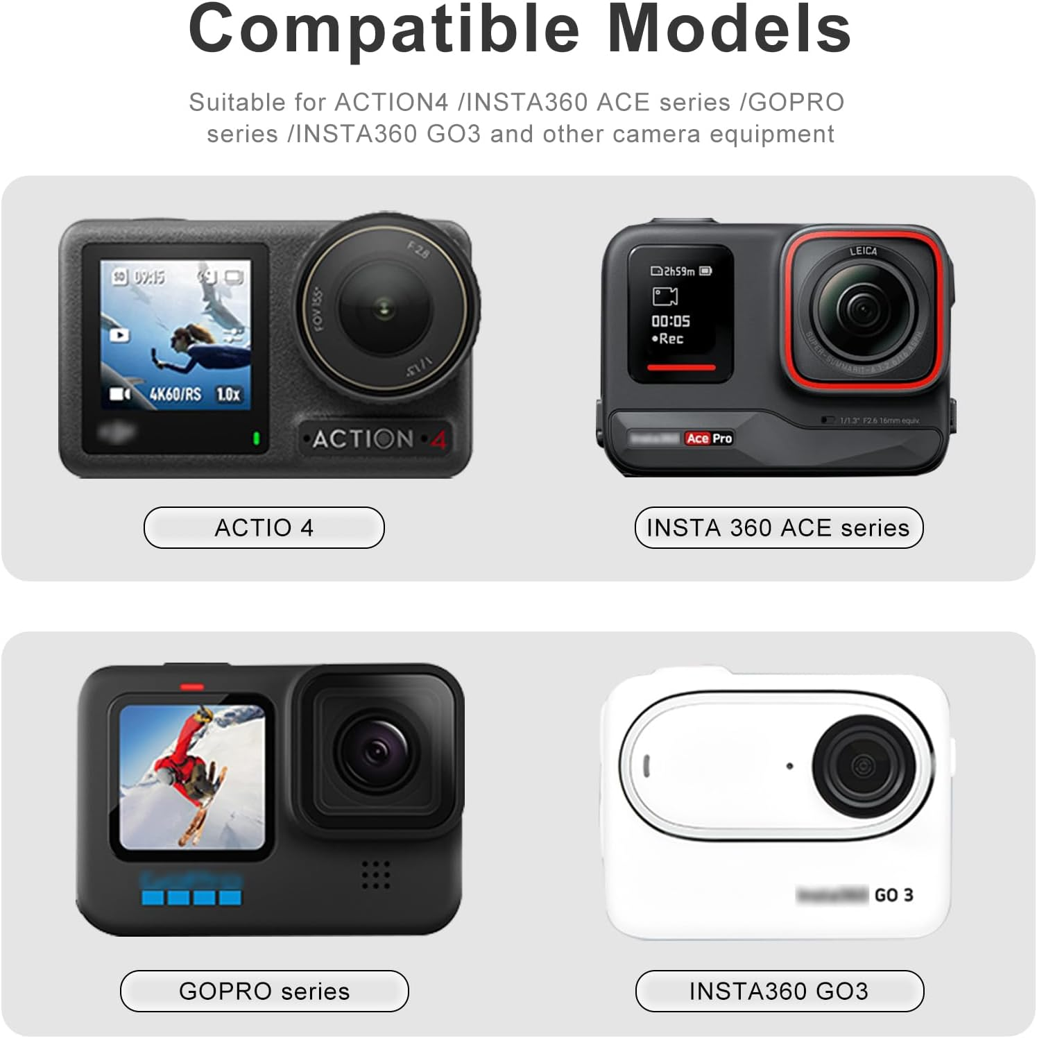 Fitstill Black PU Carrying & Protective Hard Shell Travel Storage Case Compatible with Insta360 Ace Pro2/Ace Pro DJI Osmo Action 5 Pro 4 Action 3 Go Pro Action Cameras Accessories Kit image number 6