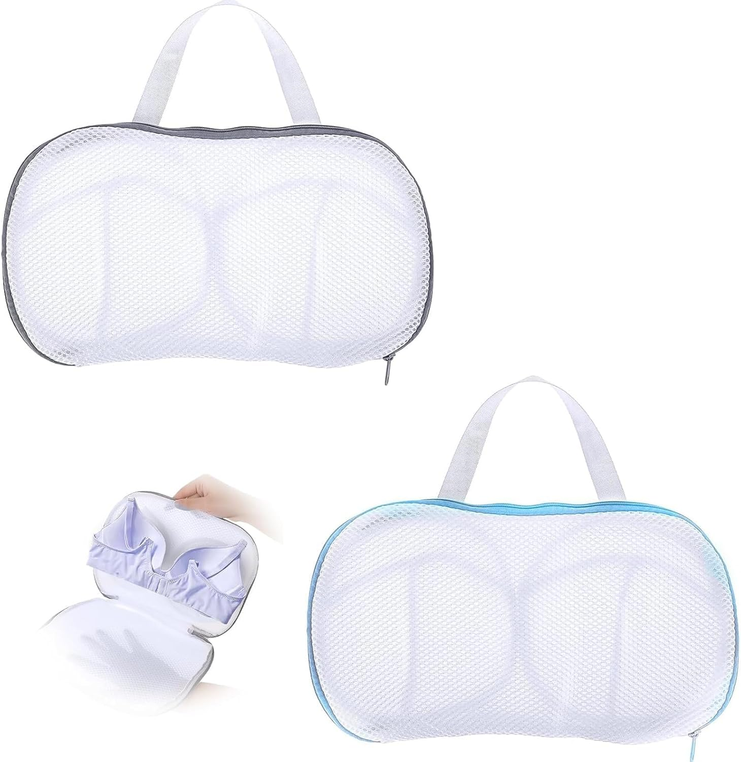 2-Pack Delicate Bra Washing Machine Bag, Bra Wash Bag Protects Lingerie in Bra Laundry Bags for Washing Machine, Prevents Stretching & Damage, 32Cm X 20Cm Light Grey Set