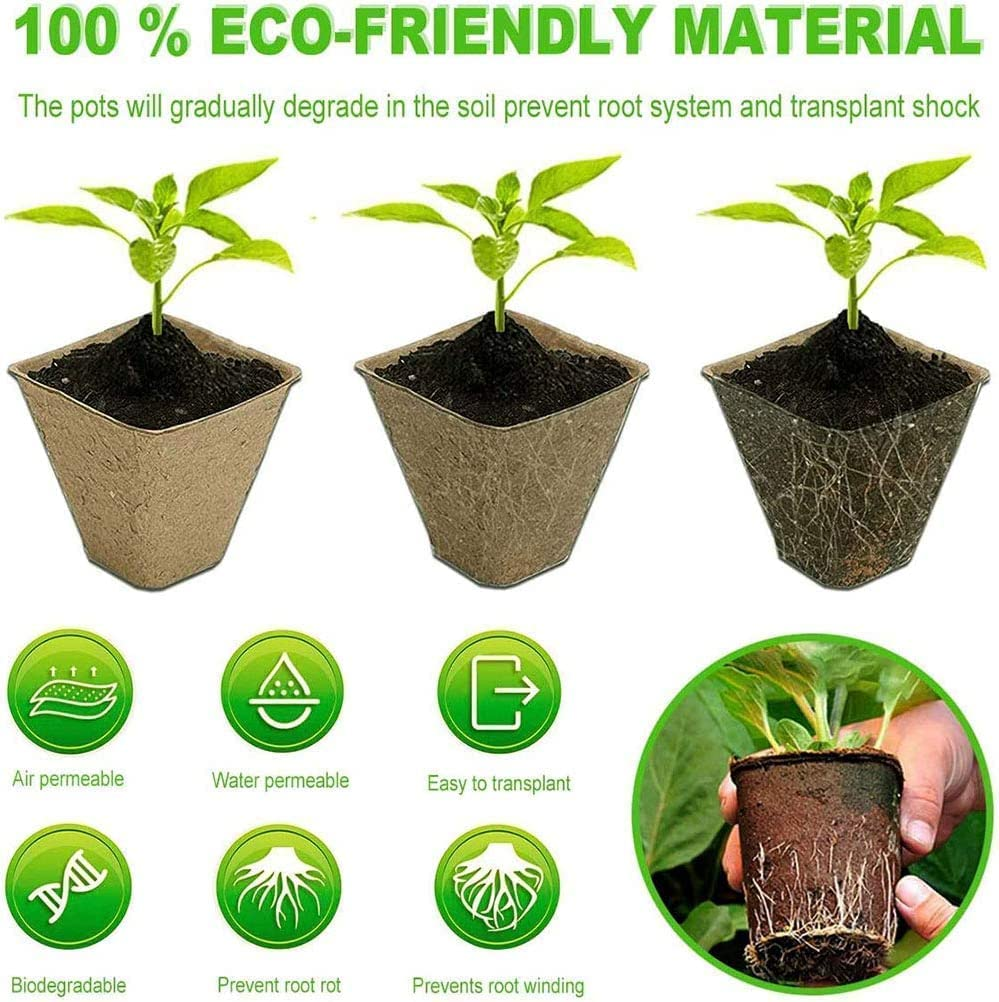 100 Pcs 8CM Seed Starter Pots, Organic Planting Peat Pots for Garden Seedling, Eco-Friendly and Biodegradable Seedling Pots for Seed Germination image number 5