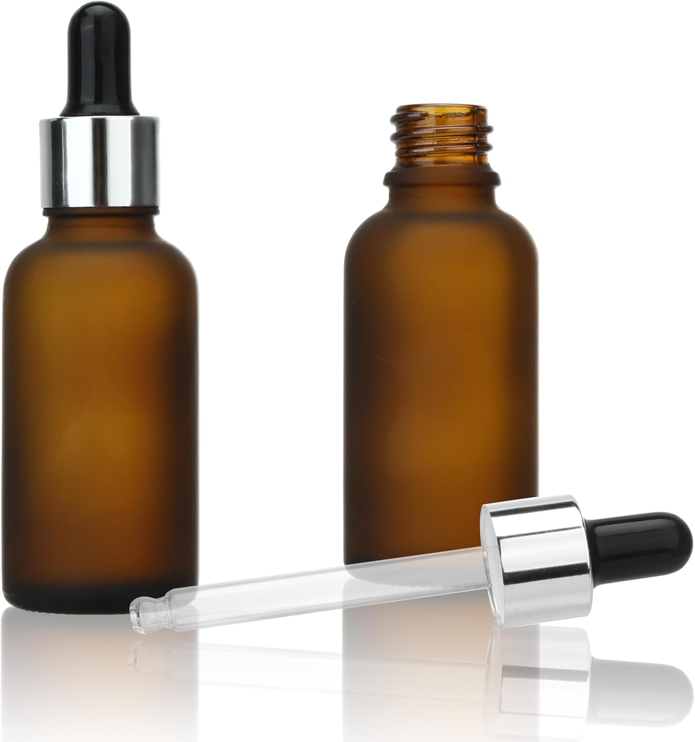 COSIDEA 20 Pcs Empty 30Ml 1Oz Frosted Amber Glass Dropper Bottle for Essential Oil Liquids Travel Bottles for Toiletries image number 2