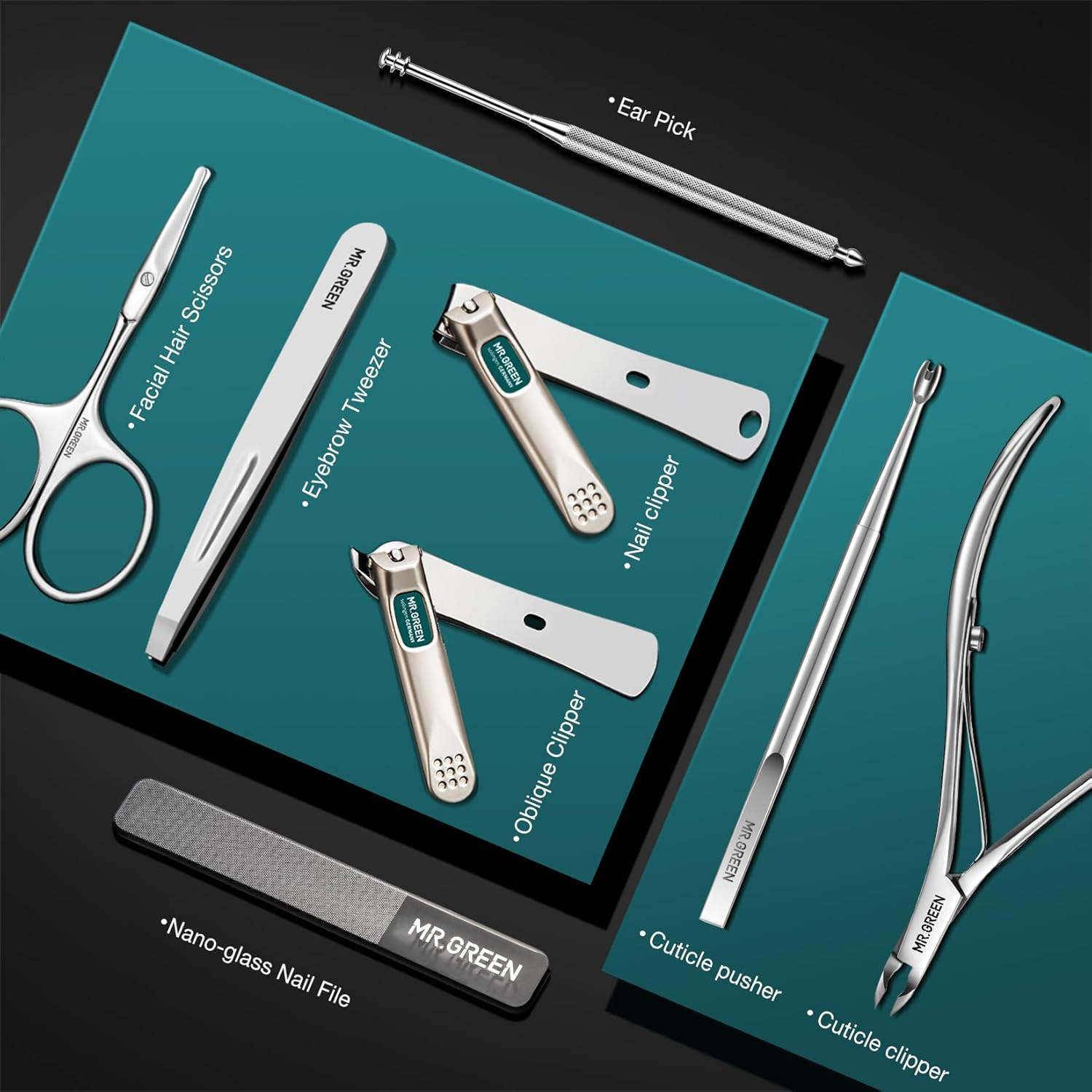 MR.GREEN Manicure Sets 8 in 1 Pedicure Kits Stainless Steel Nail Clipper Set Personal Care Tools with Microfiber Leather Case (Mr-6659) image number 2