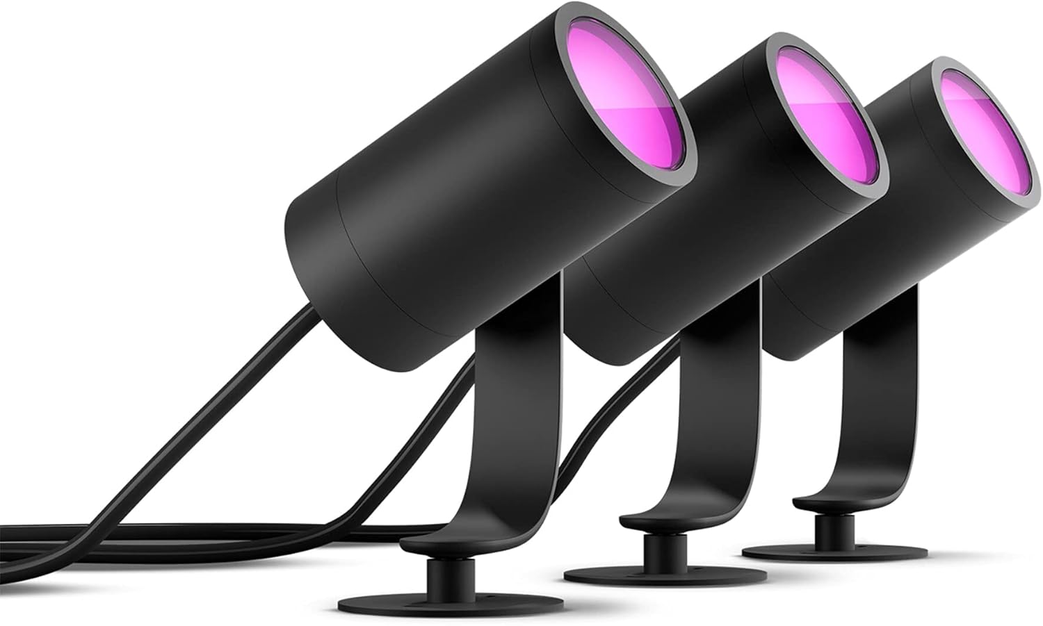 Philips Hue Lily Garden Spotlight 3-Light Base Set - Illuminated with White and Coloured Light - IP65 Waterproof Pin Spot - Works with Alexa and Google Home - Outdoor Light - Ground Spot - Connect To image number 1