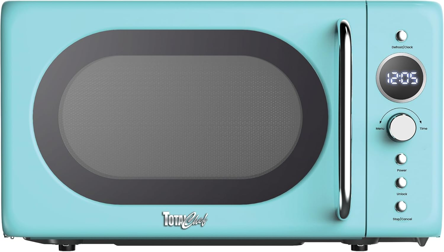 Total Chef Retro Microwave Oven | 20L | Quick Start & Defrost by Weight/Time | 8 Pre-Set Cooking Modes for Coffee, Rice, Pasta, Potato, Reheat, Fish, Pizza, Popcorn | 700W (Blue)